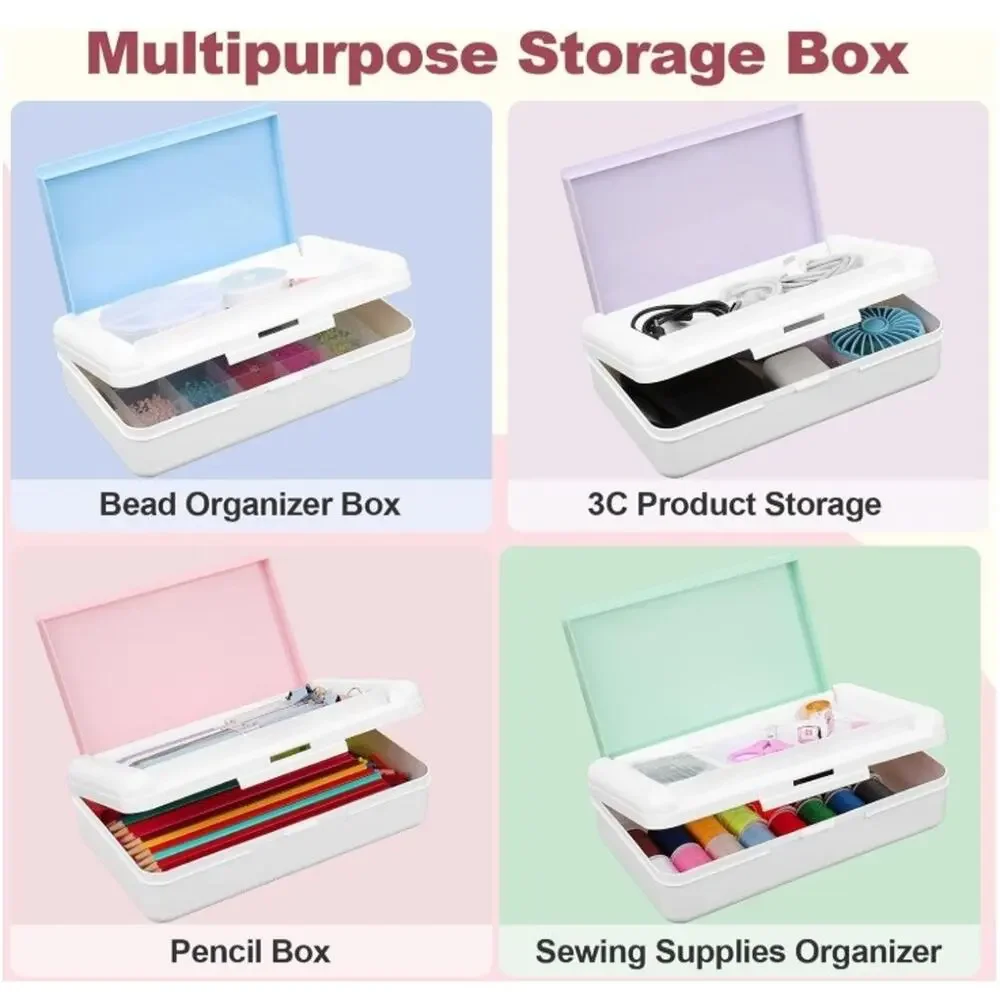 Double Layer Pencil Box Large Capacity Snap Lid School Organizer Pink